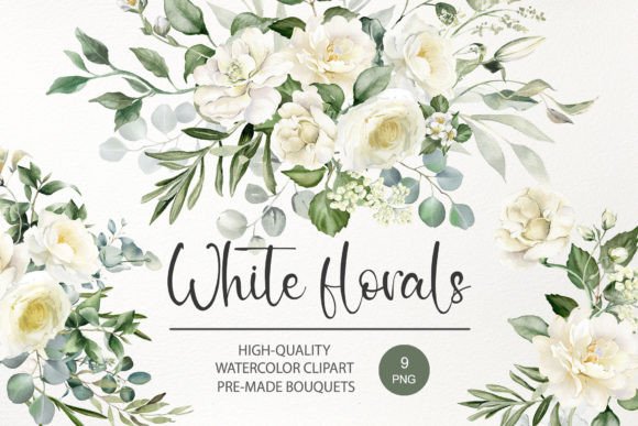 Download Watercolor White Rose Flower Clipart PNG - White Collection