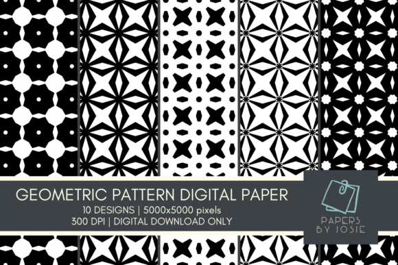 Download Black and White Geometric Pattern Paper - White Collection