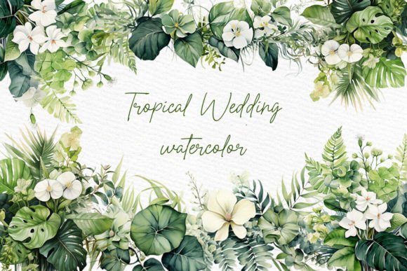 Download Watercolor Tropical Greenery Clipart - Green Collection