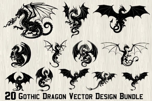 Download 20 Gothic Dragon Vector Design Bundle - Design Collection