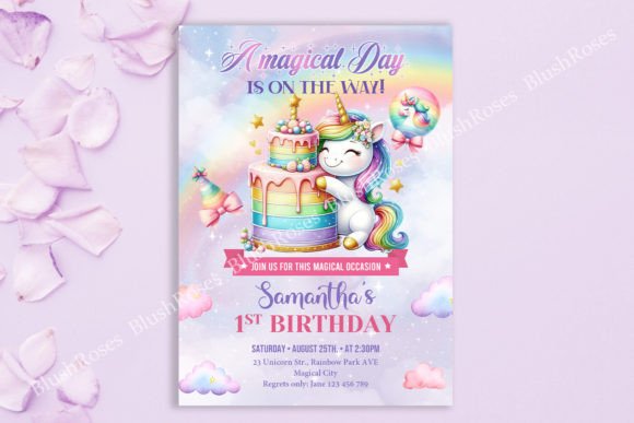 Download Magical Rainbow Unicorn Birthday Invite - Invite Collection