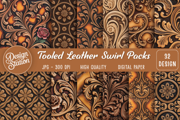 Download Tooled Leather Swirl Digital Pattern - Swirl Collection