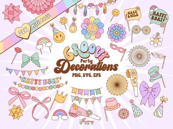 Download Groovy Retro Party Decoration Design Set - Design Collection