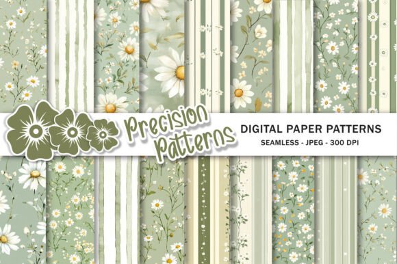 Download Cottagecore Sage Green Daisy Paper - Green Collection